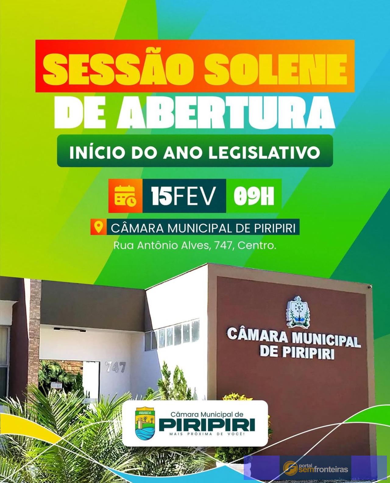 Câmara de Vereadores de Piripiri inicia Ano Legislativo com Sessão Solene neste sábado