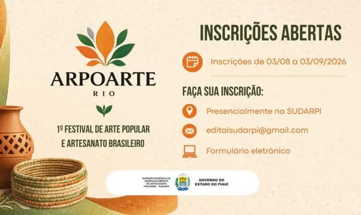 Aberta seleção de artesãos do Piauí para participação na ARPOARTE 2026